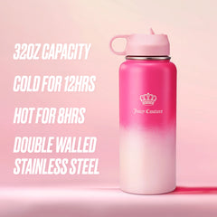 Go Girl Stainless Steel Water Bottle with Pop-up Straw
