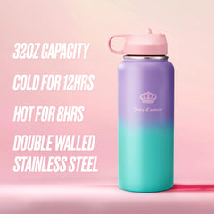 Go Girl Stainless Steel Water Bottle with Pop-up Straw