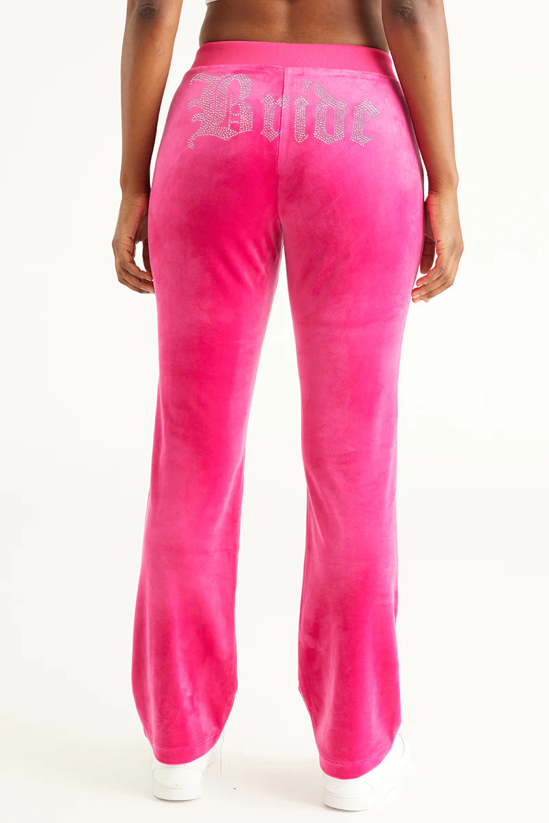 Bride Customizable Big Bling Velour Track Pants