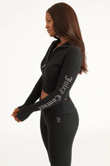 Side Bling Knit Cropped Jacket