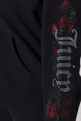 Plus-Size Roses Oversized Zip Front Hoodie