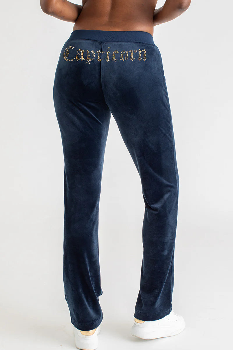 Capricorn Customizable Big Bling Velour Track Pants