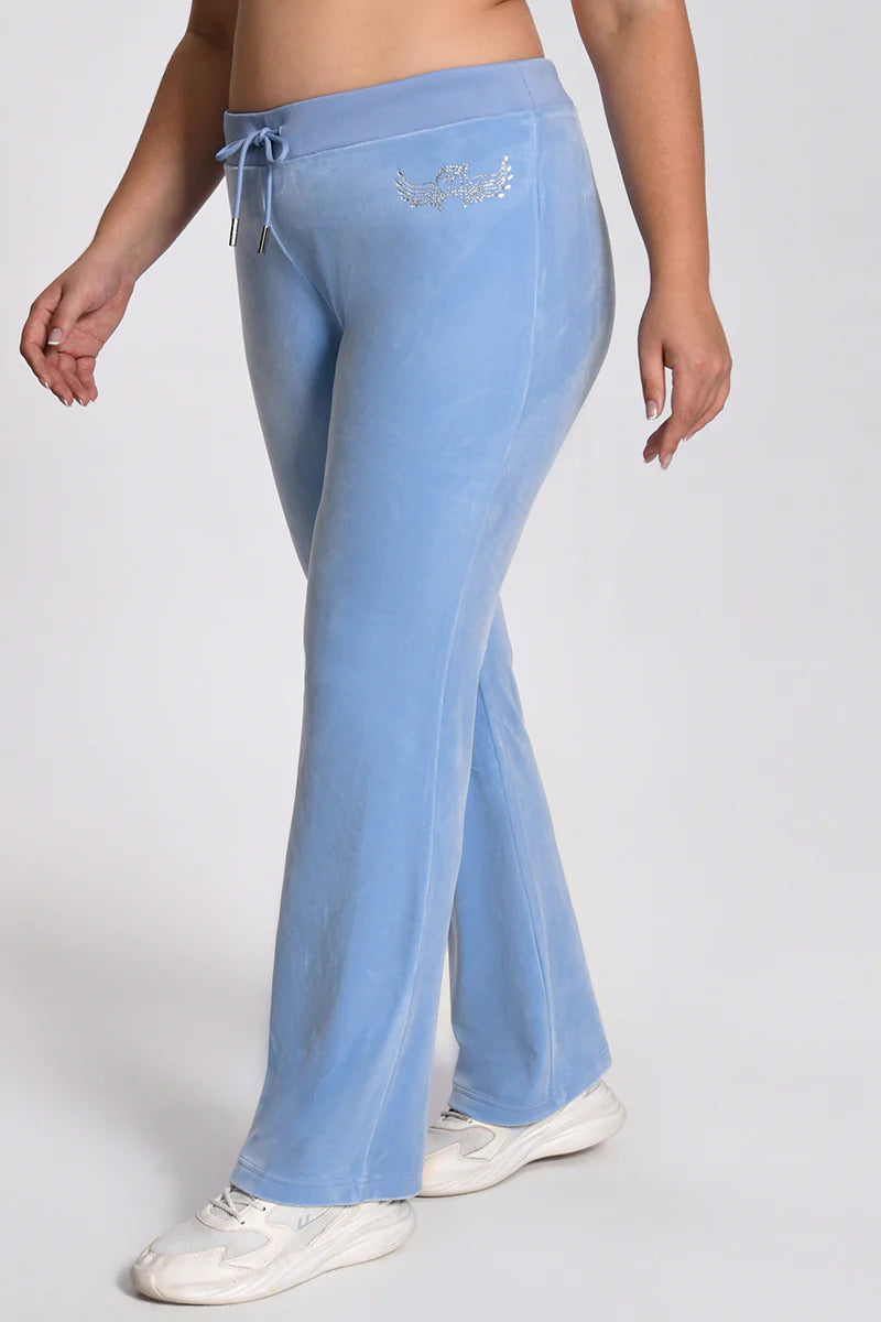 Plus-Size Angel Couture Big Bling Velour Track Pants