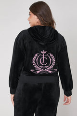 Plus-Size Relaxed Velour Zip Hoodie