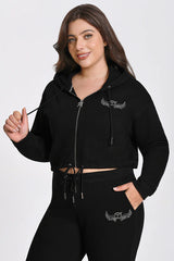 Plus-Size Angel Couture Cropped Fleece Hoodie