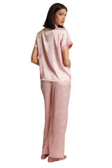 Satin Short Sleeve Notch Collar PJ Set