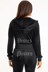 Pisces Customizable Big Bling Velour Hoodie