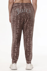 Plus-Size Big Bling Embossed Velour Jogger