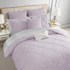 Kiss Pleat Micromink Comforter Set With Decorative Pillows