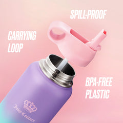 Go Girl Stainless Steel Water Bottle with Pop-up Straw