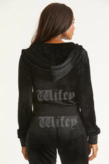 Wifey Customizable Big Bling Velour Hoodie