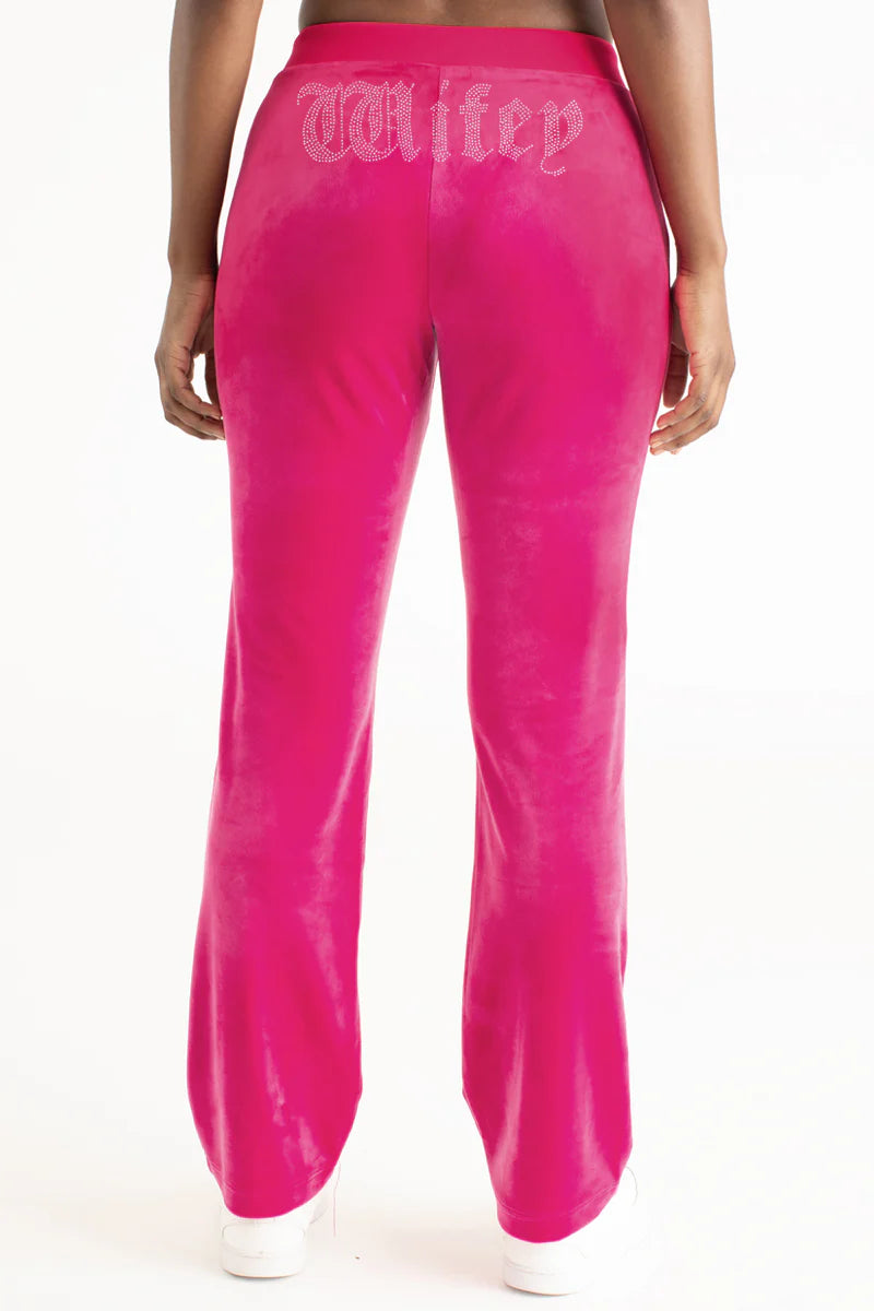 Wifey Customizable Big Bling Velour Track Pants