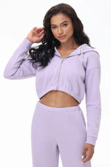Cropped Fleece Hoodie With Side Bling
