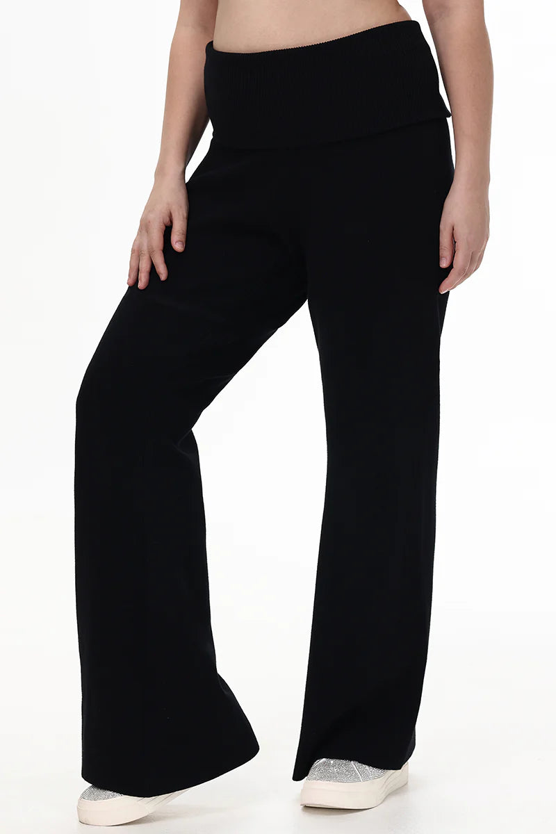Plus-Size Low Rise Knit Flare Pants