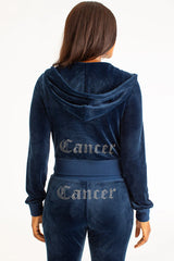 Cancer Customizable Big Bling Velour Hoodie