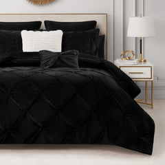 Kiss Pleat Micromink Comforter Set With Decorative Pillows