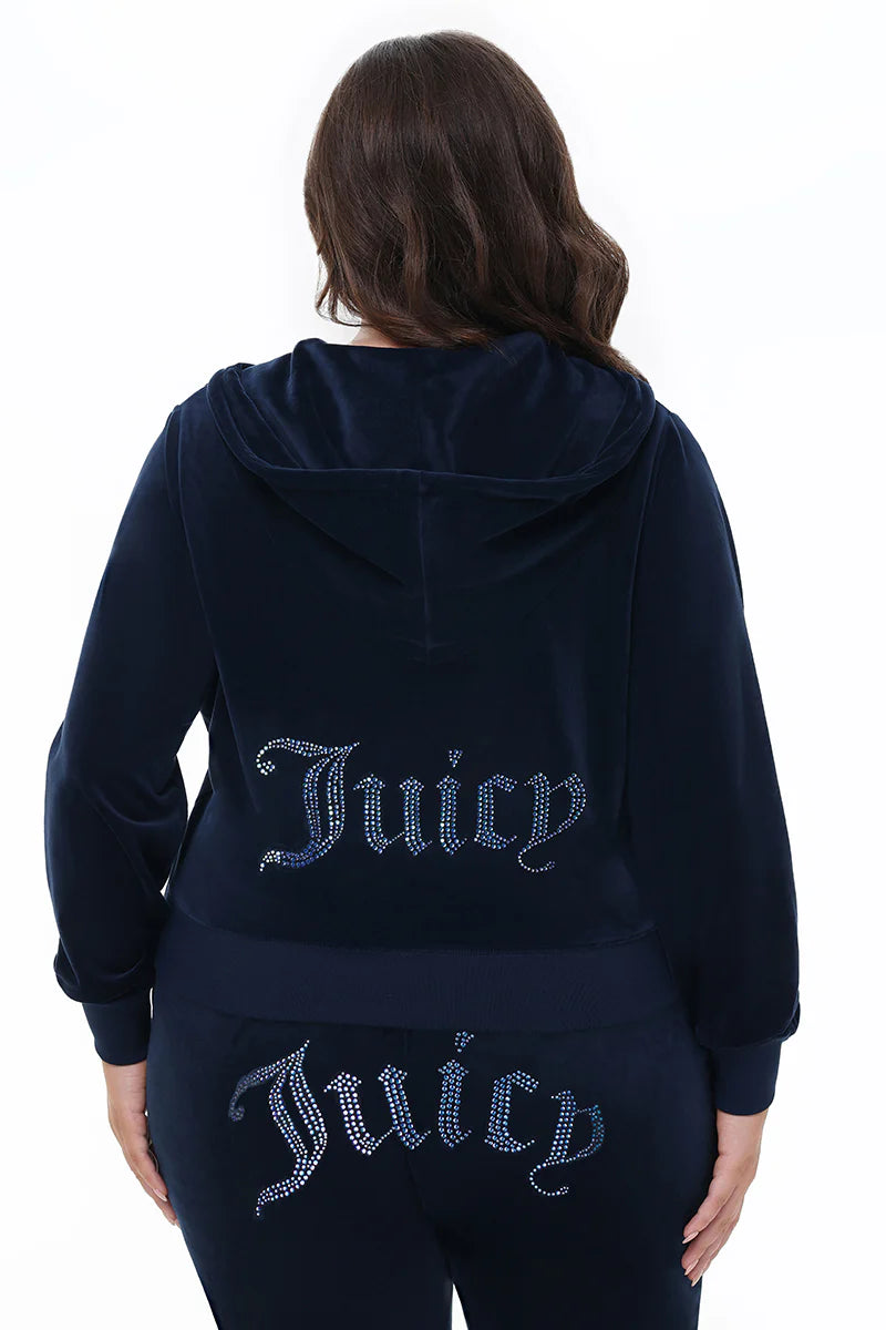 Plus-Size Technicolor Customizable Big Bling Velour Hoodie